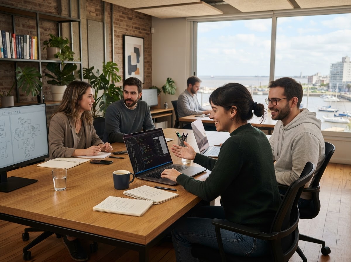 Nítido Plazanza - equipo revisando indicadores de análisis de datos en una pantalla